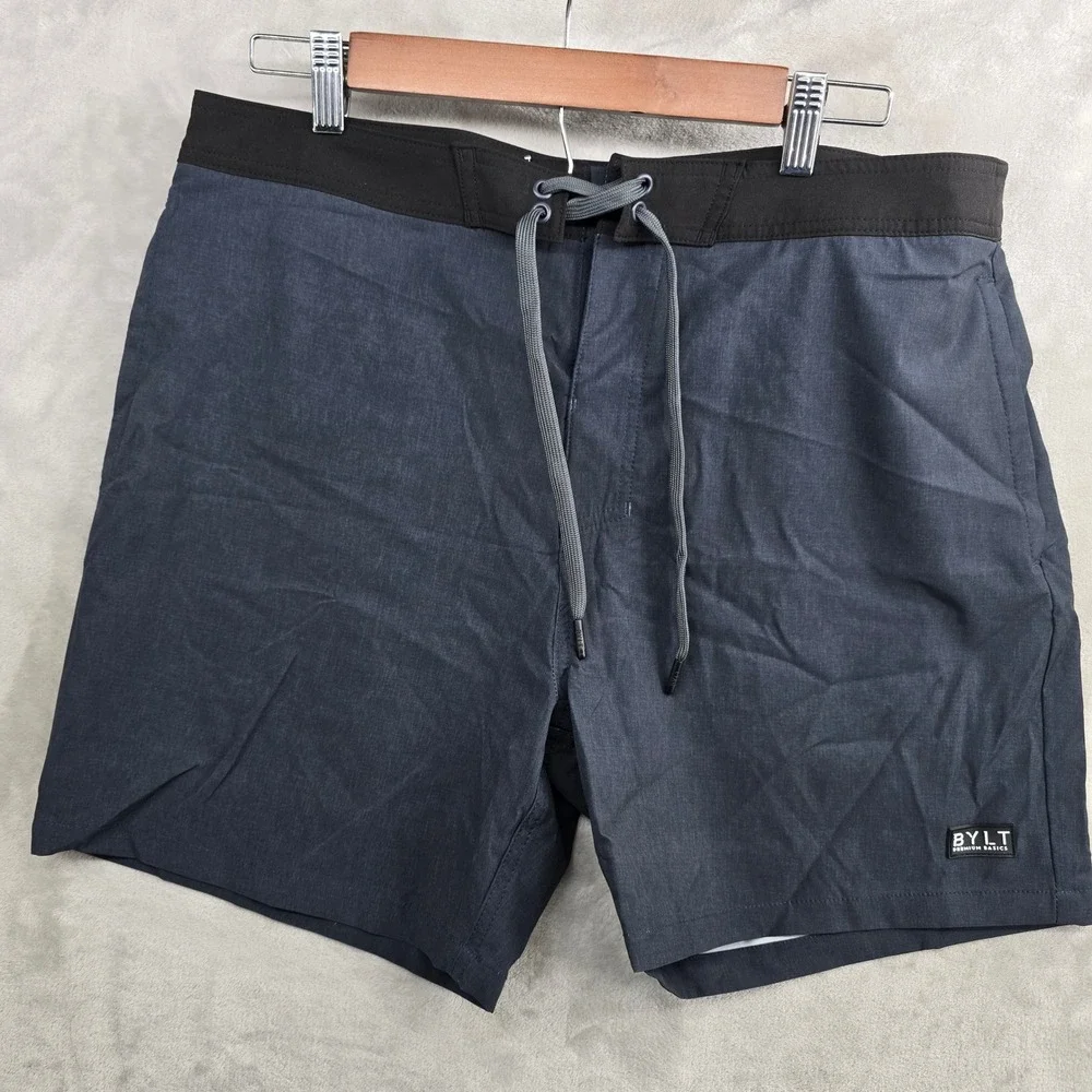 BYLT Size‎ 34 Board Shorts Swim Trunks Navy Blue Drawstring